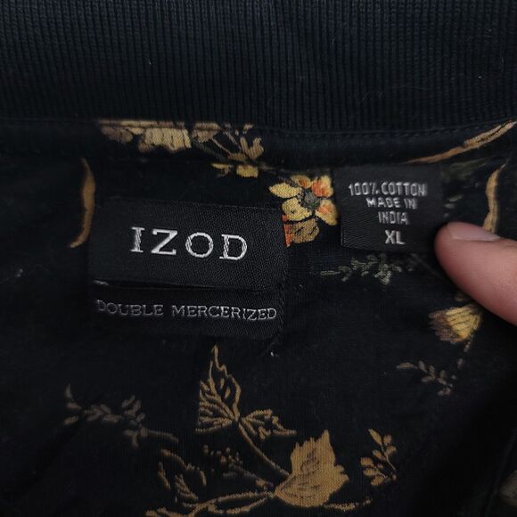 IZOD Collared Casual Short Sleeve Polo Shirt Adult Mens Size Large L Black - Picture 3 of 10